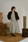 AVIVA JIFEI XUE 25 Autumn/Winter Round Neck Layered Balloon Top/Skirt AJX-FW25-RNLBT-DMCWD-Dove Microcheck Top (FW25-RNLBT)